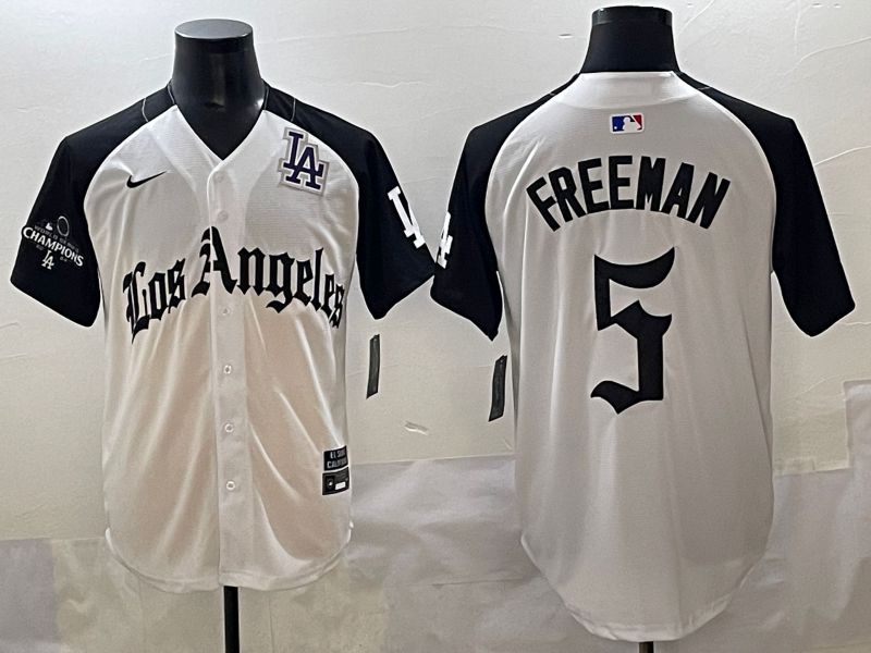 Men 2025 Los Angeles Dodgers #5 Freeman White black Five generations Joint Name Nike MLB Jersey style 52611->los angeles dodgers->MLB Jersey
